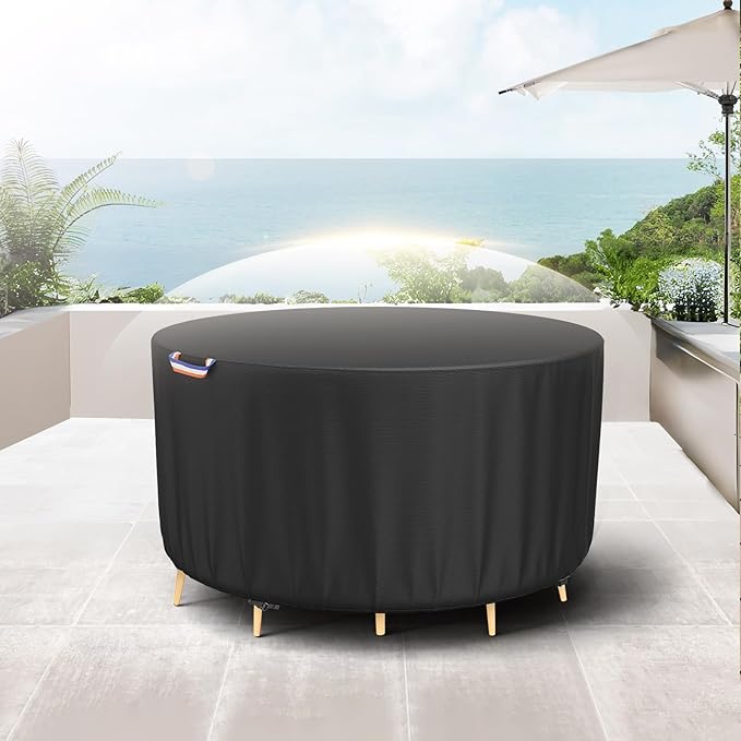 STARTWO Round Patio Furniture Covers ,Outdoor Furniture Table Covers Waterproof ,UV Resistant (84" Dia x 28" H)