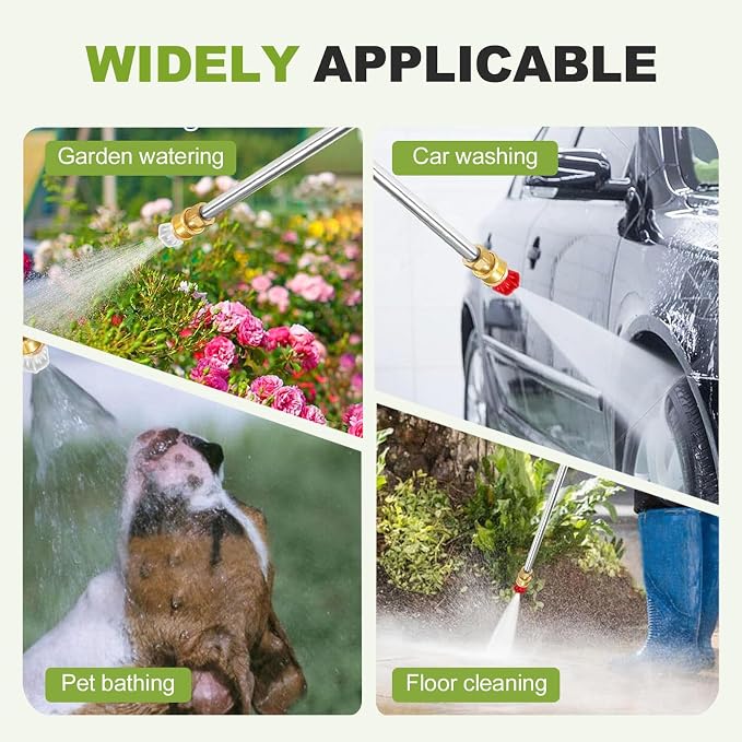 Jet Nozzle Power Washer for Garden Hose, 2026 Pressure Washer Wand with 3 Interchangeable Nozzles, Pressure Washer Nozzle for Car Washing Patio Garden Outdoor Cleaning (Grey)