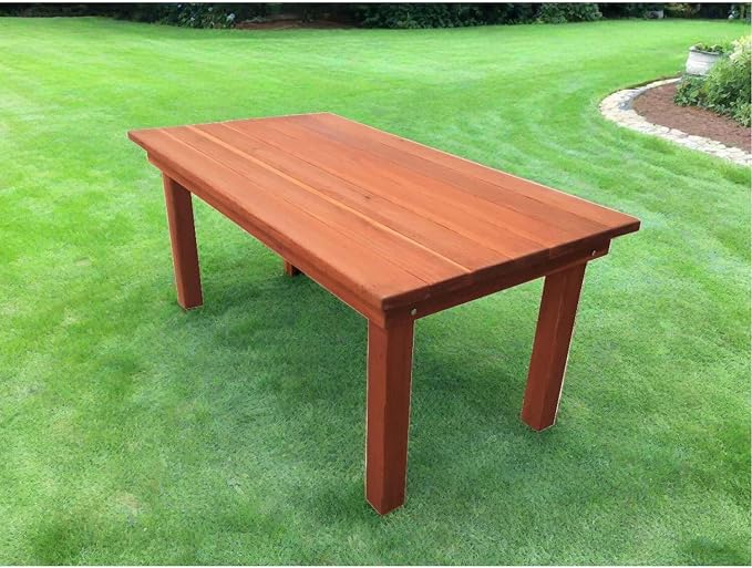 Afuera Living 84" Farmhouse Solid Redwood Patio Dining Table, Natural Heart Stain Finish, Rectangular, Weather Resistant, Durable Outdoor Table for Garden, Backyard, or Outdoor Dining Use