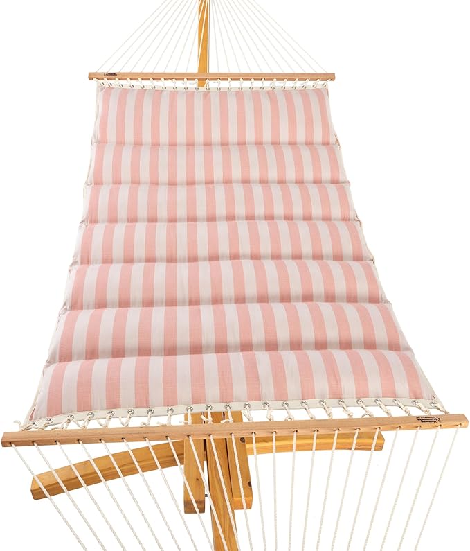 Hatteras Hammocks Expressive Blush Sunbrella Pillowtop Hammock with Free Extension Chains & Tree Hooks, Handcrafted in The USA, Accommodates 2 People, 450 LB Weight Capacity, 13 ft. x 55 in.