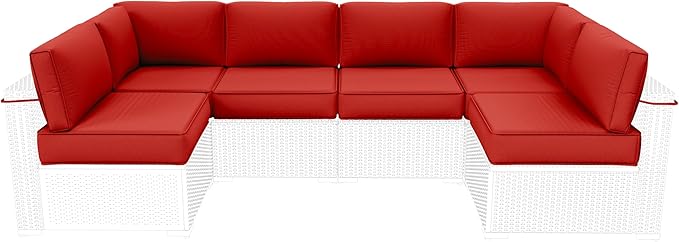 Outdoor Furniture Replacement Cushions, 5" Foam Foam High-Density, Fits 6-seat Sectional Rattan Conversation Set, 14 Piece Patio Water-Resistant Replacement Sofa Cushions, Liner&Cover