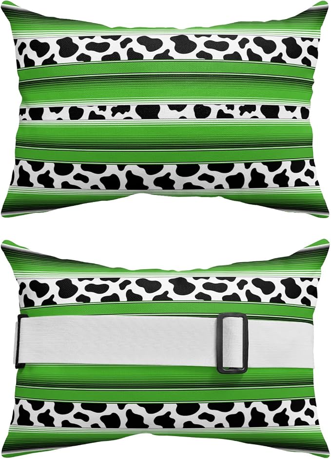 Outdoor Pillows Covers with Inserts Mexico Creamy Green Color Waterproof Recliner Pillow with Adjustable Strap Throw Pillows for Patio Furniture Pool Lounge Chair, 11x16 inch, 1PCS