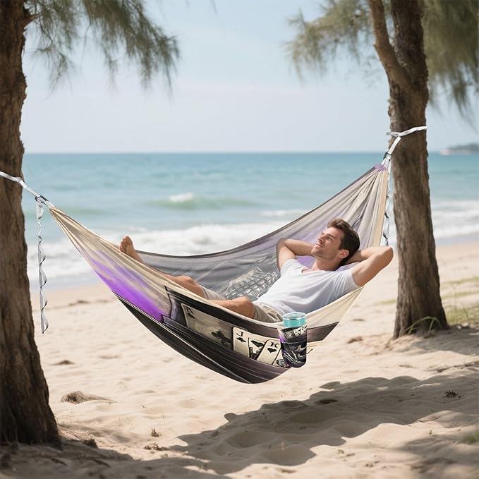 Hammocks for Outside Black Skull Camping Hammock Portable Hammocks with Tree Straps and Carry Bag Camping Accessories for Hiking Beach Outdoor