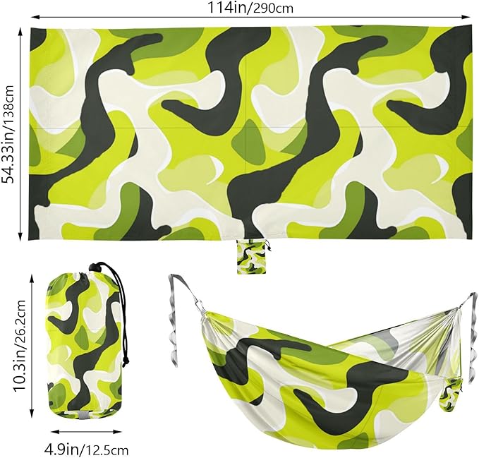 Bold Lines Solid Color Lime White Black 330lb Capacity Camping Hammocks with Tree Straps Tree Hammock for Indoor Outdoor Patio Base para hamaca
