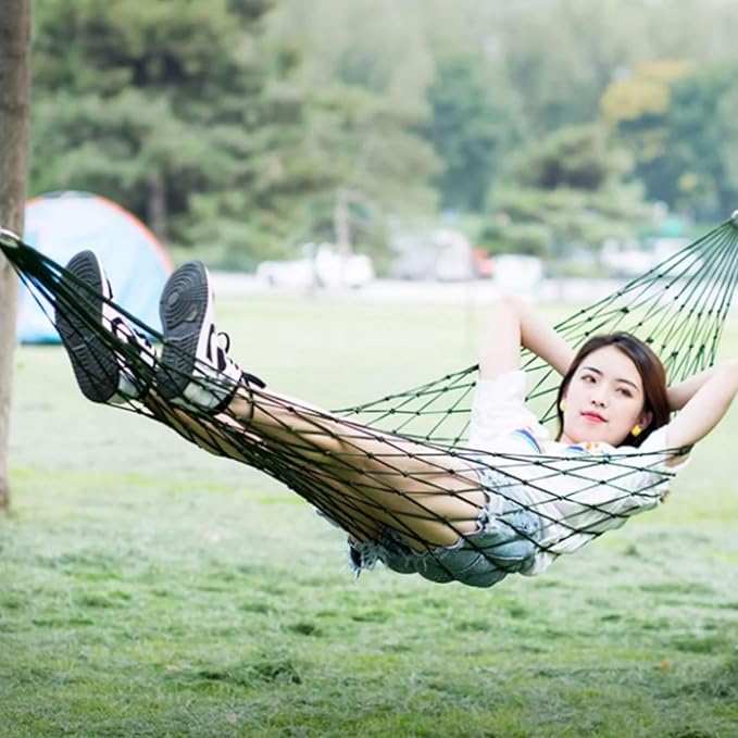 Portable Nylon Rope Hammock Mesh Portable Outdoor Camping Sturdy Not Easy to Break Easy to Set Up Hammock Comfortable