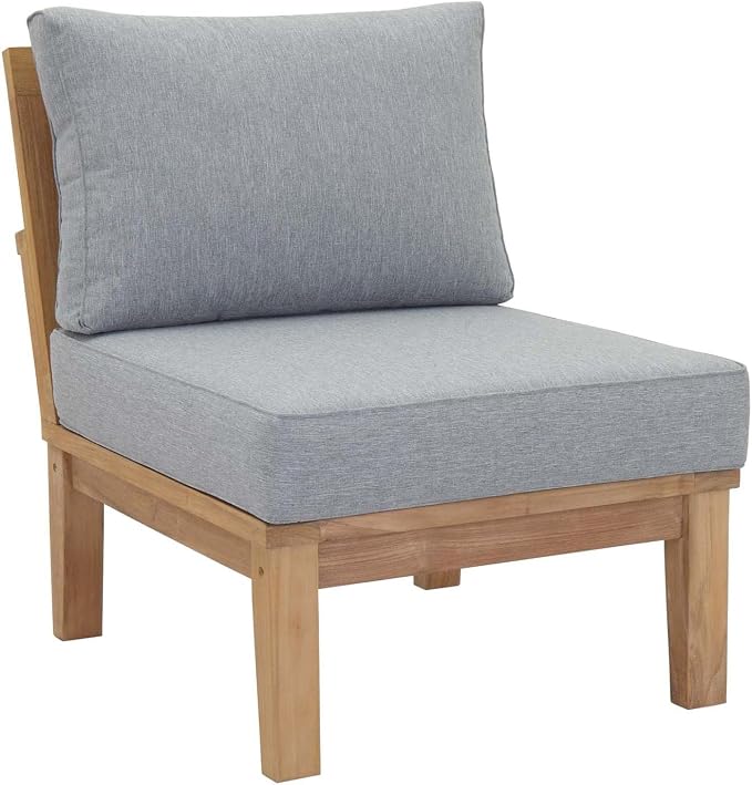 Modway EEI-1480-NAT-GRY-SET Marina Premium Grade A Teak Wood Outdoor Patio Furniture Set, 10 Piece, Natural Gray