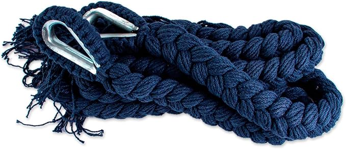 Novica Handmade Sunset Dreams in Navy Cotton Rope Hammock (Triple)
