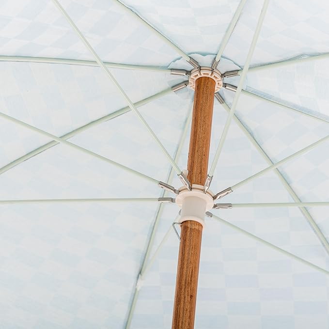 Business & Pleasure Co. Rio Umbrella Scalloped Brim For Beach, Patio or Picnic - 6' Boho Beach Umbrella, 7' Tall Wood Pole, UPF 50+