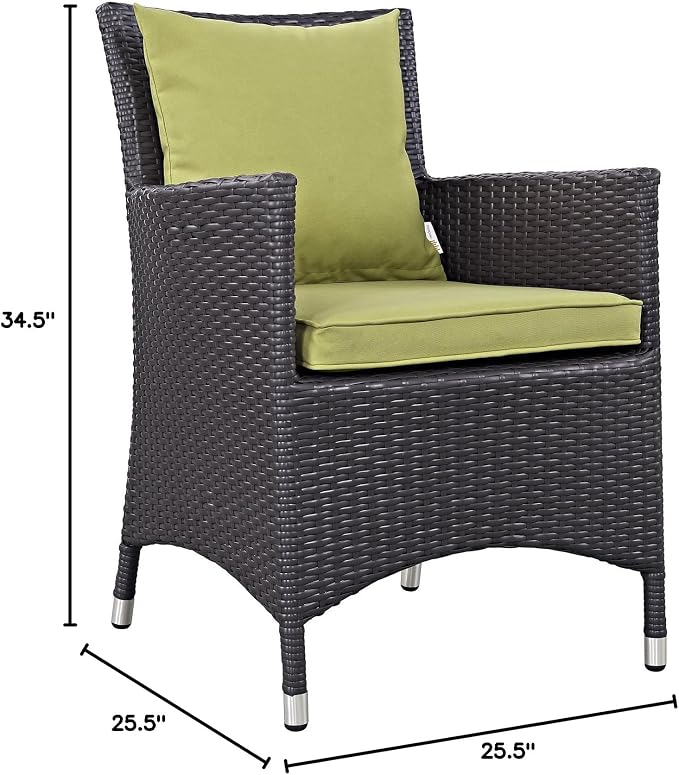 Modway Convene Wicker Rattan Outdoor Patio Dining Armchair With Cushion in Espresso Peridot
