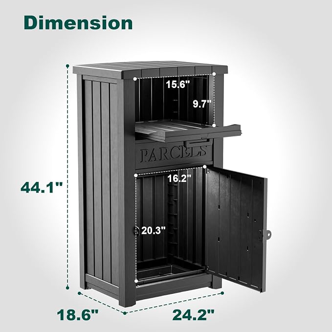 Large Package Delivery Boxes for Outside Waterproof Parcel Drop Storage Box UV Resistant Resin Lockable Secure for Outdoor Porch Patio (Navy)
