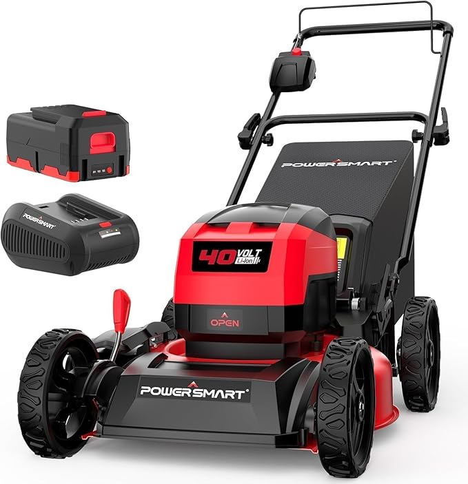 40V Cordless Lawn Mower 17" Walk Behind Mower, 3-in-1 Brushless Push Electric Lawn Mower with 4.0Ah Battery & Charge, 46L Grass Bag, 6 Adjustable Cutting Heights, for Garden/Patio/Yard/Lawn
