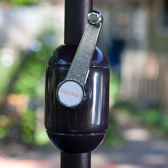 California Umbrella 11' Round Crank Lift, Collar Tilt, Aluminum Pole, Fiberglass Rib Patio Umbrella, Black Finish