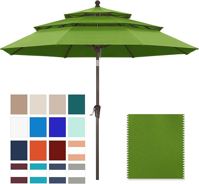 ABCCANOPY 5-Year 10-Year No Fading 9FT 3 Tiers Patio Umbrella, Outdoor Table Umbrella with 8 Sturdy Ribs for Deck, Backyard, Garden, Yard