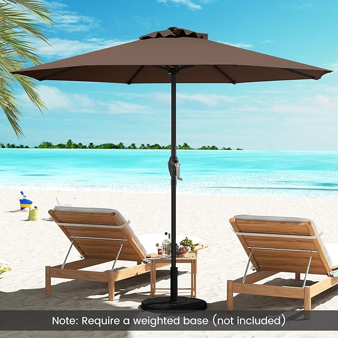 8.5 FT Patio Umbrella Outdoor Table Umbrella, Market Umbrella with Crank Handle, 8 Sturdy Ribs, Air Vent & Sun-Protective Canopy, Parasol for Garden, Backyard, Deck & Pool