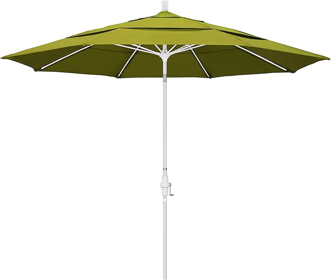 California Umbrella 11' Round Fiberglass Rib Market Umbrella, Crank Lift, Collar Tilt, Ginkgo