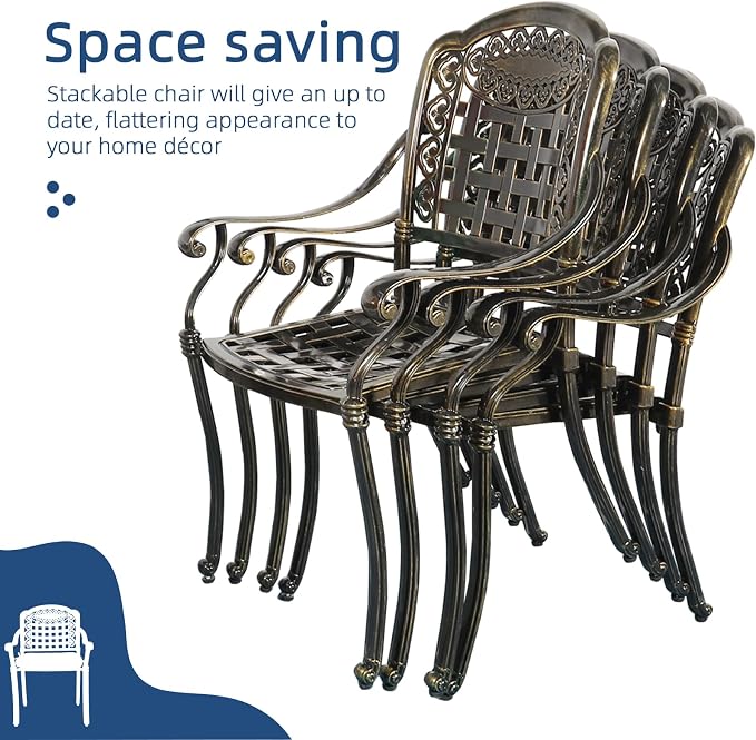 9-Piece Patio Cast Aluminum Dining Set, Outdoor Dining Furniture Set for 8 Person, Includes 8 Cushioned Chairs and 61" Large Round Dining Table with 31" Lazy Susan, Umbrella Hole, Tan