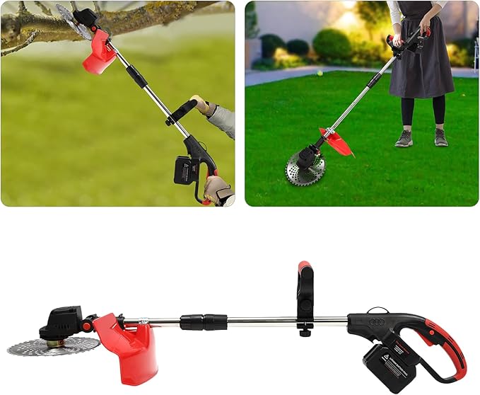 21V Cordless Weed Eater - 4-in-1 Electric String Trimmer/Edger/Brush Cutter, 30000mAh Battery Powered with 2 Li-Ion Batteries & Charger, for Lawn/Yard/Garden (Lightweight)