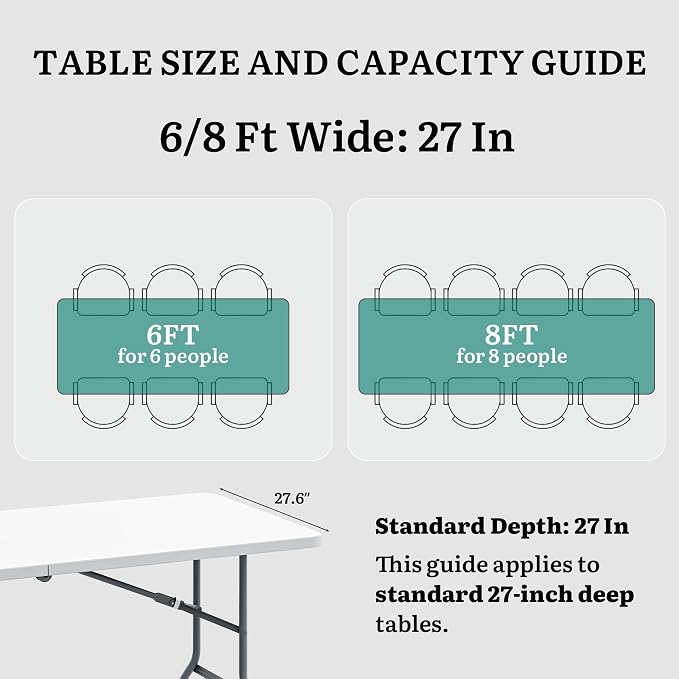YITAHOME Heavy-Duty 6ft Folding Table with Handle, Portable Rectangle Folding Table for Easy Storage, Ideal for Outdoors Camping, Picnics, Parties & Indoor Events, White