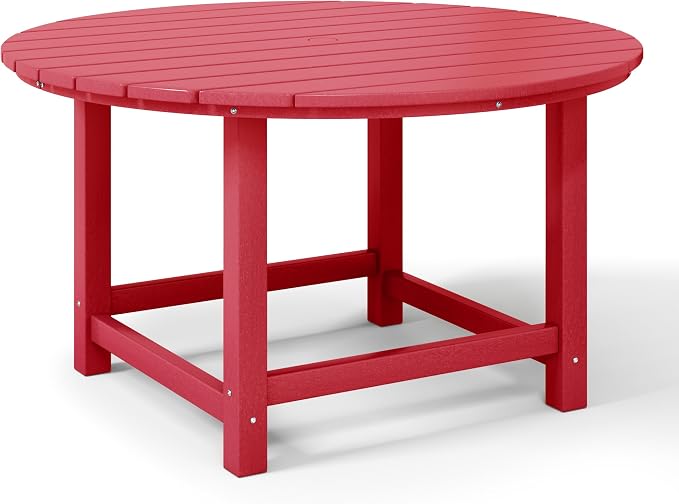 WestinTrends Malibu Kids Outdoor Patio Furniture HDPE 38" Wide Round Dining Table, Red