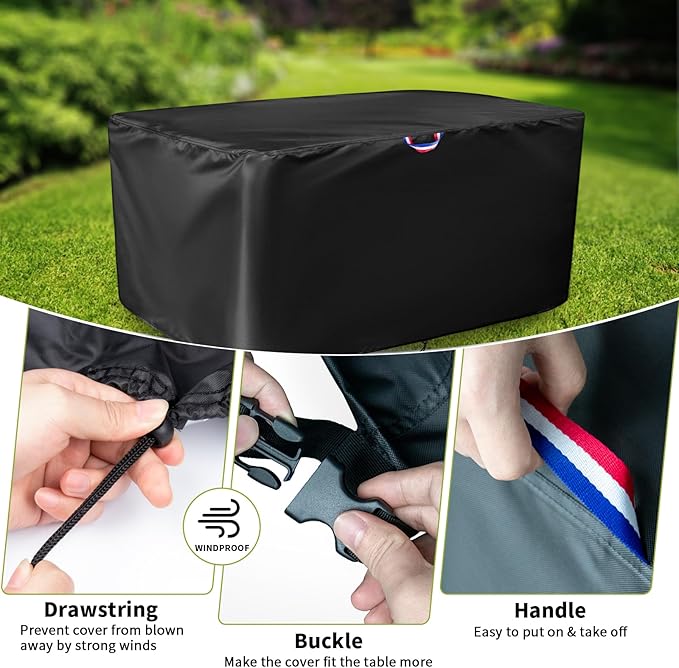 Patio Table Cover, Waterproof Table Cover for Outdoor Furniture, Heavy Duty Protective Covers Fit Square, Rectangle & Round Tabletop - Customizable Size