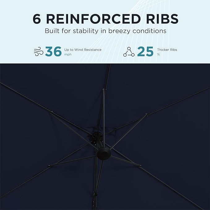 10FT Offset Patio Umbrella, Cantilever Hanging Umbrella with Infinite Tilt, Fade-Resistant Water-Repellent Canopy & Cross Base for Yard, Garden & Deck