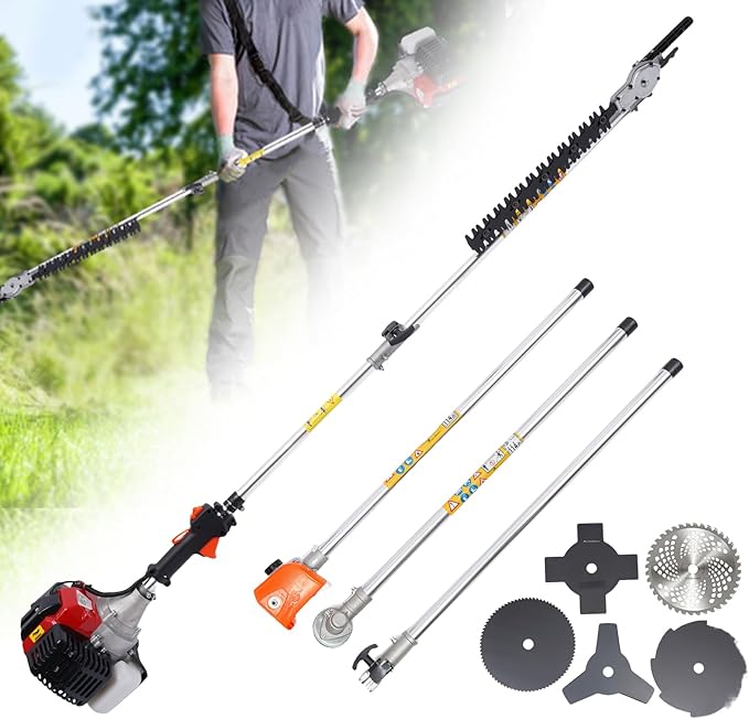 Gas String Trimmer, 52Cc 2 Stroke Gas Powered Weed Eater Brush Cutter Grass Wacker for Shrub Harvesting and Cleaning Weed Harvesting Reed Harvesting Landscaping, 1700W 6500-8500Rpm
