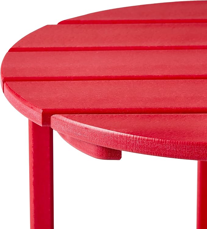 WestinTrends Dylan Adirondack Round Outdoor Side Table, Red