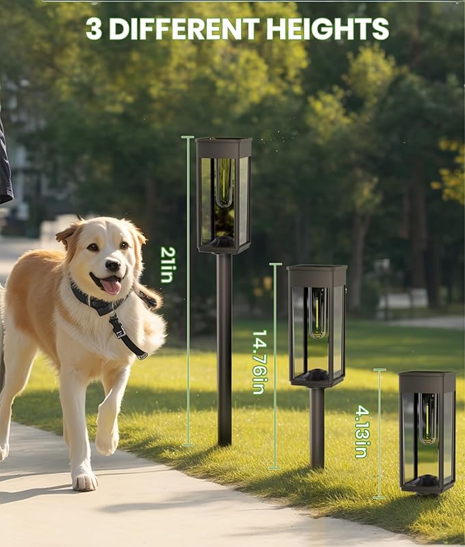 BITPOTT Solar Pathway Lights Outdoor, Bright Solar Lights for Outside Waterproof IP65,2 Pack Auto On/Off Garden Lights Solar Powered Landscape Lights for Yard Walkway Driveway Lawn