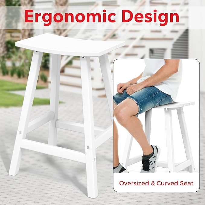 Costaelm Outdoor Bar Table, 37" Counter Height Round Patio Cocktail Bar Table, Patio Bar Table 3-Pieces Set Bistro Dining Table Pub Table for Front Porch Deck, Backyard, Garden, White