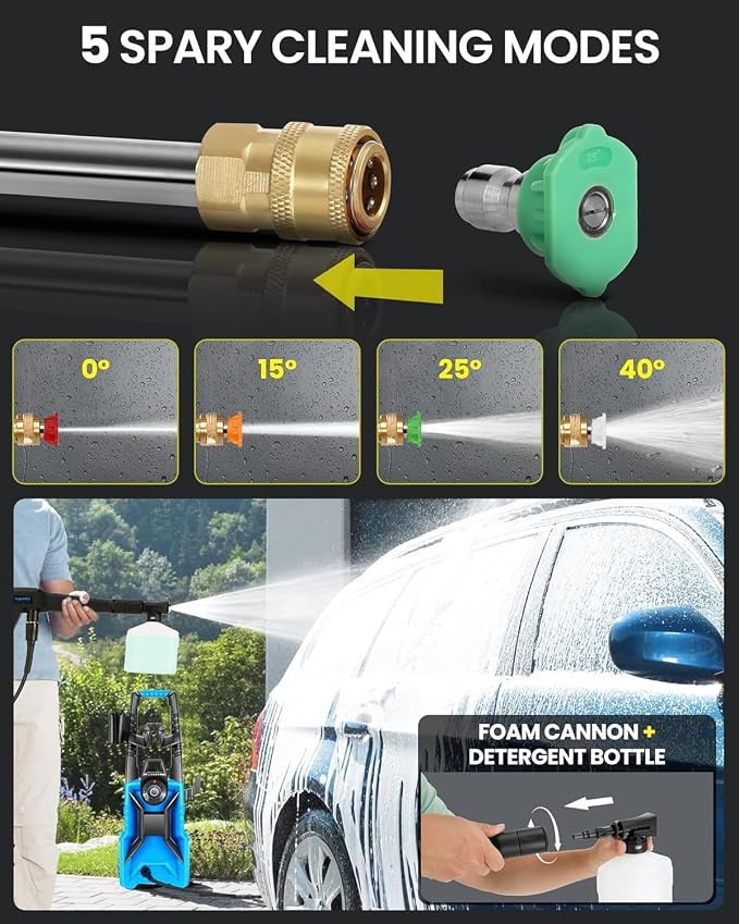 5000PSI Pres*Sure Cleaner,Po*wer Cleaner with Foam Cannon (Light Blue)
