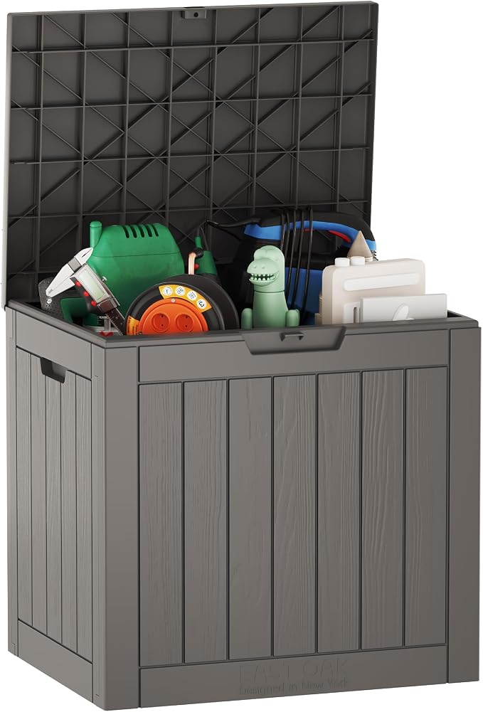 EAST OAK Outdoor Storage Box, 90 Gallon Deck Box, Waterproof Resin Storage Bin & Outdoor Storage Box, 31 Gallon Deck Box Indoor and Outdoor Use, Waterproof Resin Storage Bin