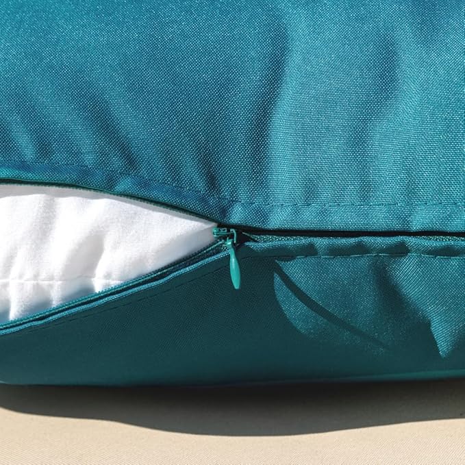 MIULEE Pack of 2 Decorative Outdoor Waterproof Pillow Covers Square Garden Cushion Sham Throw Pillowcase Shell for Spring Patio Tent Couch 18x18 Inch Deep Blue