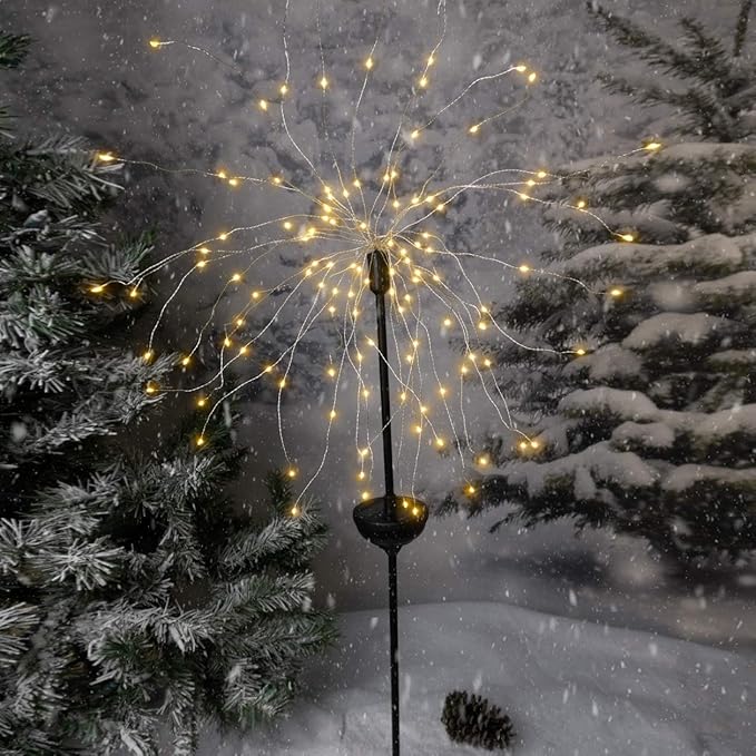 Touch Of ECO Solar LED Firework Sparkler Garden Stake Light - Outdoor Decorative Light, Flexible LED Branches, for Pathway, Garden, Outdoor Living Area - 120 LEDs, Over 3 Feet Tall