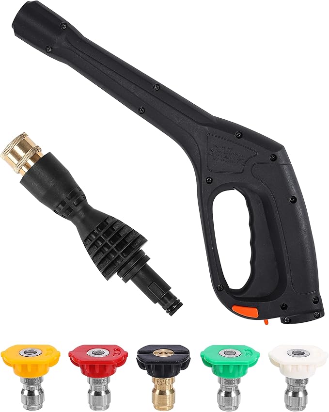 FIXFANS Pressure Washer Gun Kit with 5 Nozzles – Compatible with Some of Portland Husky Black Decker Ford Pulsar ShopForce Taskforce Powerwasher Taskmaster – Power Washer Gun with Adapter