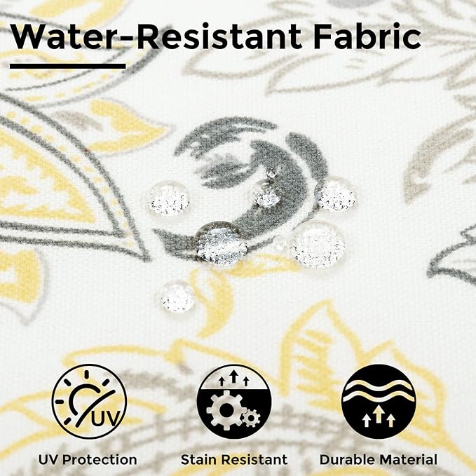 FUNHOME Outdoor Bench Cushion Cover 48 x18 x 3 inch,Water Resistant Cover with Zipper&Ties,Fade-Resistant Slipcover,Patio Porch Swing Cushion Cover Replacement Only,No Insert(Yellow Flower)