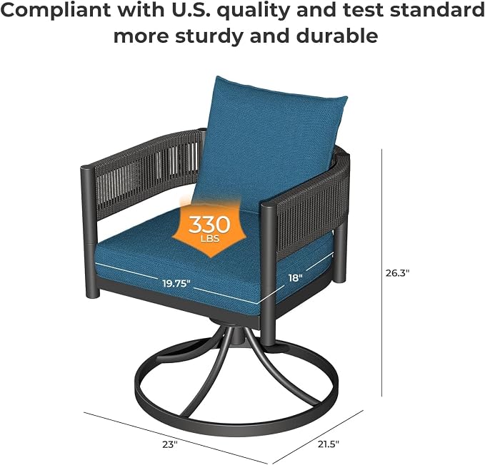 Grand patio 5-Piece Expandable Table Dining Set for 6 to 10, Aluminum Outdoor Dining Table with Glass Tabletop, Metal Woven Wicker Swivel Patio Chairs with Cushions for Yard, Poolside, Deck (Brown)