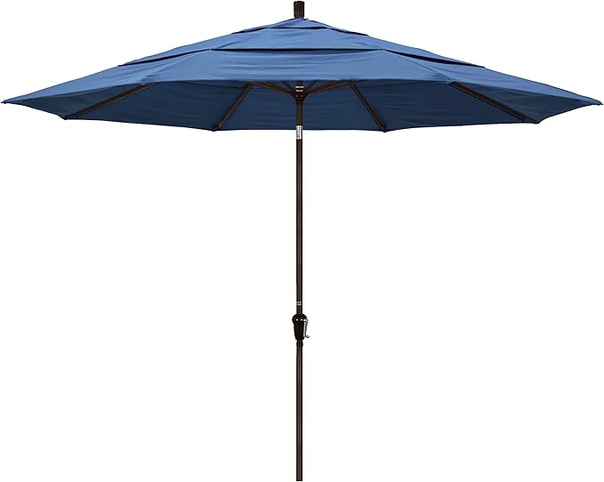 California Umbrella 11' Round Aluminum Market Umbrella, Crank Lift, Auto Tilt, Bronze Pole, Pacifica Capri