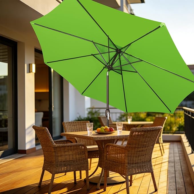 Blissun 10FT Outdoor Patio Umbrella, Outdoor Table Umbrella, Yard Umbrella, Market Umbrella with 8 Sturdy Ribs, Push Button Tilt and Crank