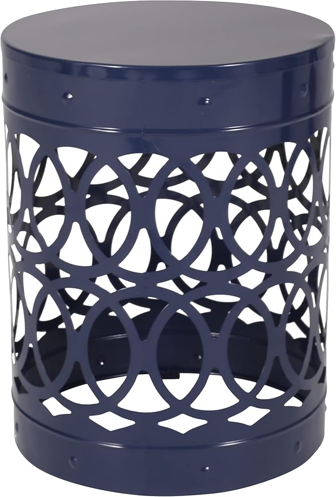 Outdoor Metal Side Table Set of 2, Navy Blue