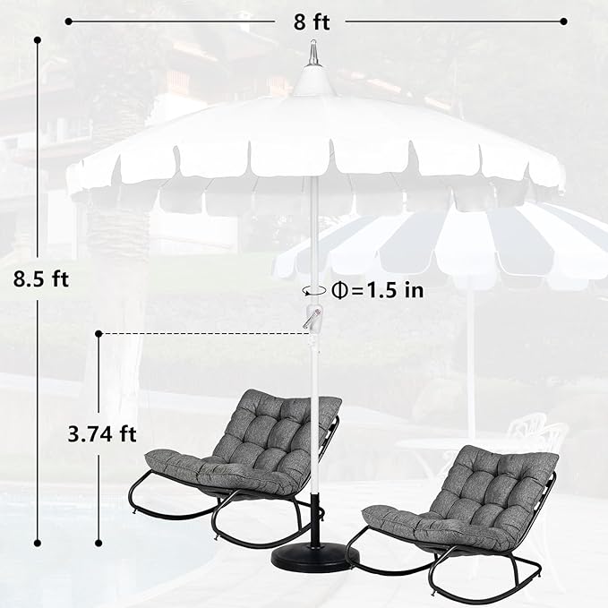 8Ft Patio Pagoda Umbrella, UV Protect Pool Umbrellas with Heavy Duty Pole, Outdoor Market Umbrella for Holiday Garden Backyard