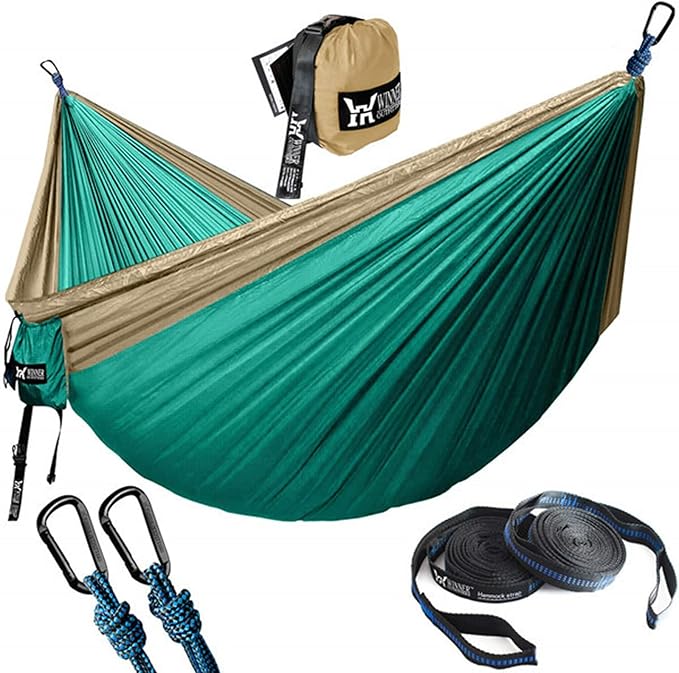 NOBRIM Hammock Camping Portable Hammocks Nylon Hammock with Tree Straps Two Carabiners Double Person Hammock Outdoor for Travel Patio