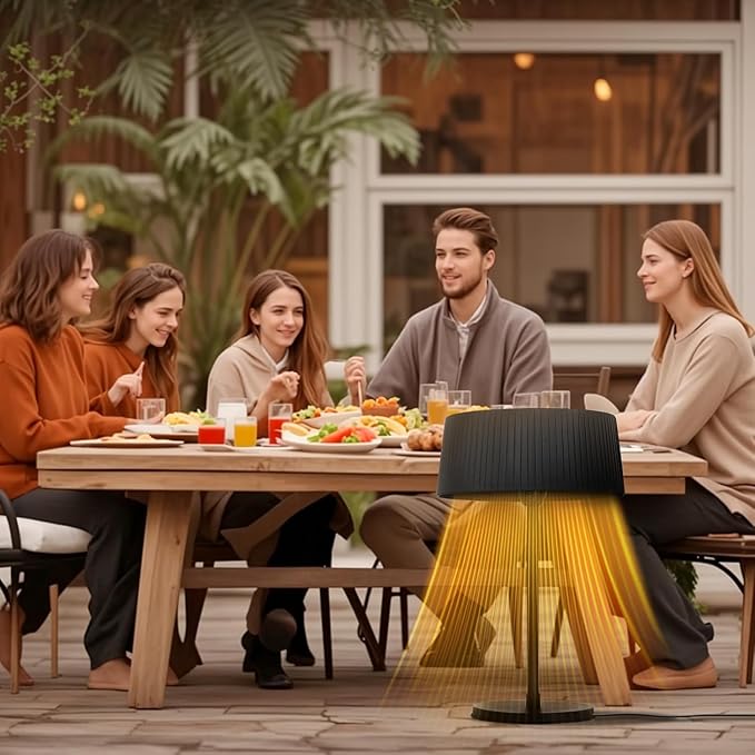 Electric Outdoor Patio Heater, 1500W Tabletop Infrared Heater for Indoor & Outdoor, IP55 Waterproof, Fast Heating, Tip-Over Protection, Perfect for Garden, Balcony, Garage, Porch (black, tabletop)