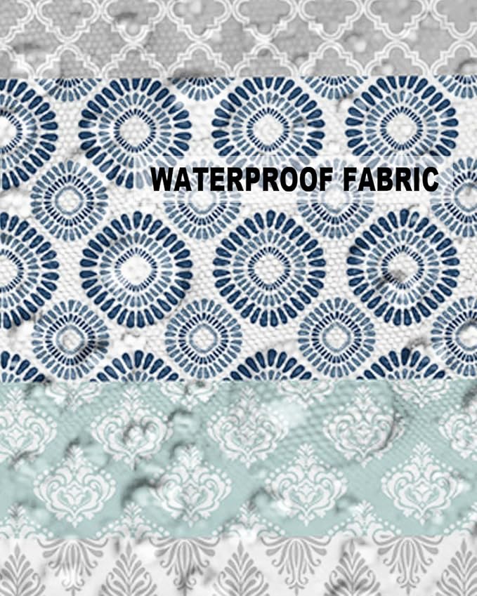 Outdoor Waterproof Throw Pillow Covers Set of 2 Blue Boho Stripe Tribal Vingtage Lumbar Pillowcases 26x26 Inches Bohemian Style Decorative Pillows Cushion Case Patio Pillows for Couch Bed Garden