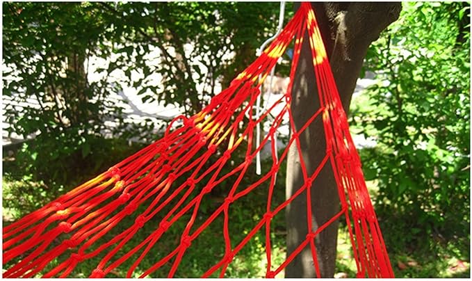 Swing Set Nylon Hammock, Portable Garden Mesh Sleeping Bed for Outdoor Travel Camping, Teal Red Swing Seat (Color : Red)