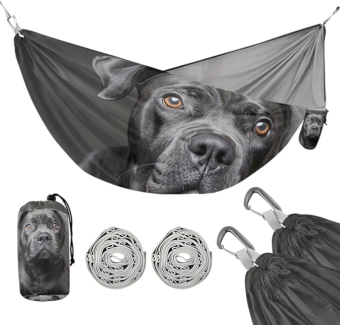 FRMG Dog Camping Hammock 500 lbs Capacity Portable Hammocks with Tree Straps & Attached Carry Bag, Camping Essentials Gear A0900314a