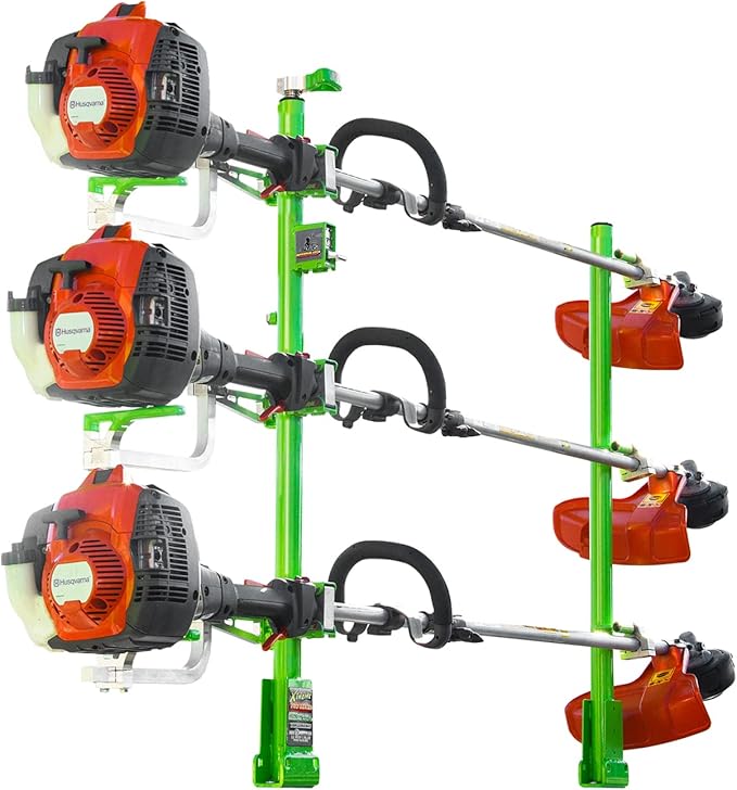 Green Touch Industries XB103 Xtreme Pro Series 3 Position Maximum Security One Lock System Line Trimmer Rack with Aluminum Mounting Blocks (3 Pack)