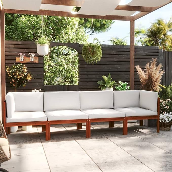 4-Seater Patio Sofa with Cushion.Patio Lounge Set,Outdoor Patio Furniture,Outdoor Chat Conversation Set,for Patio,Backyard,Garden,Outdoor,Solid Acacia Wood