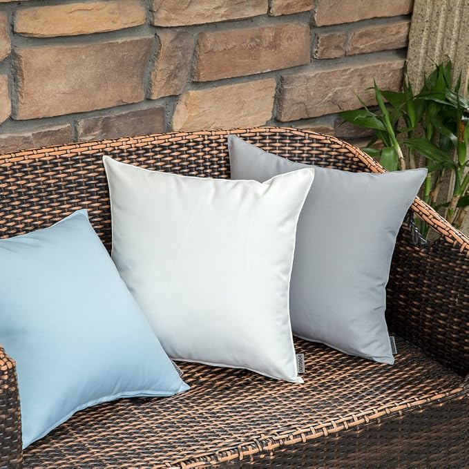 MIULEE Decorative Outdoor Waterproof Pillow Covers 24x24 White | Decorative Patio Furniture,Pack of 2,Accent Square Euro Soild Throw Pillow Covers,Summer Garden Tent Couch Sofa