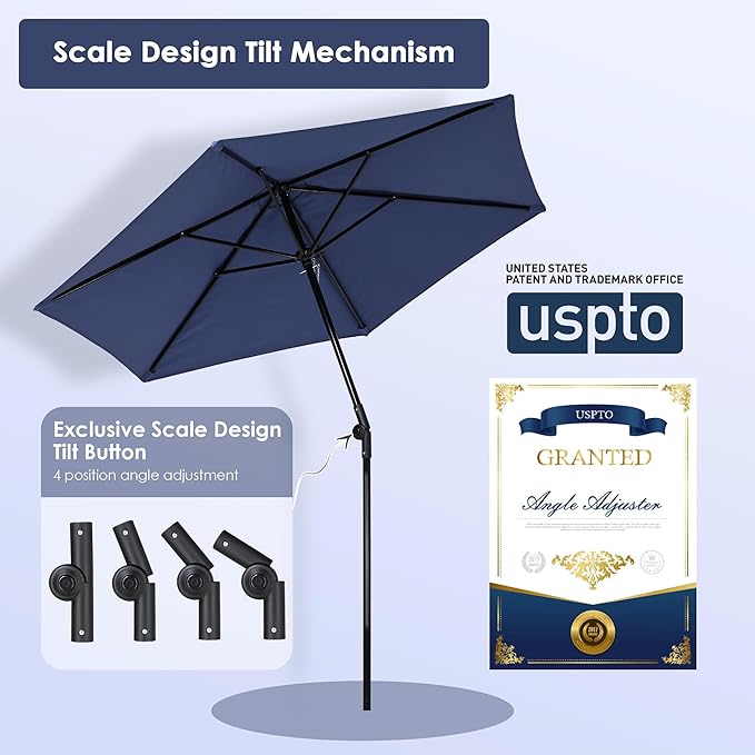 Yescom 7.5ft Outdoor Bistro Market Table Umbrella for Restaurant Cafe Rental Patio 250th Celebration Lawn Party Event Shade Yard Deck Railing Parasol