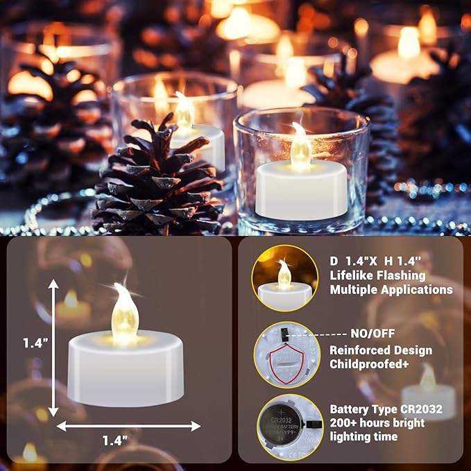 200 Pack LED Tea Lights Bulk, 200+ Hours Long Lasting Battery Operated Flameless Candles for Wedding Centerpieces, Proposal Decorations, Valentine's Day & Event Decor (Warm White)